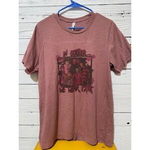 Bella Canvas Horror Movie In October We Wear Pink Graphic Tee Mauve Large